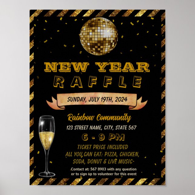 New Year Raffle event template Poster (Front)
