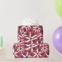 Red Poinsettia Pattern on White Wrapping Paper, Zazzle in 2023