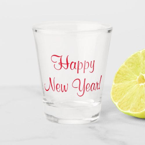 New Year Red Script Shot Glass