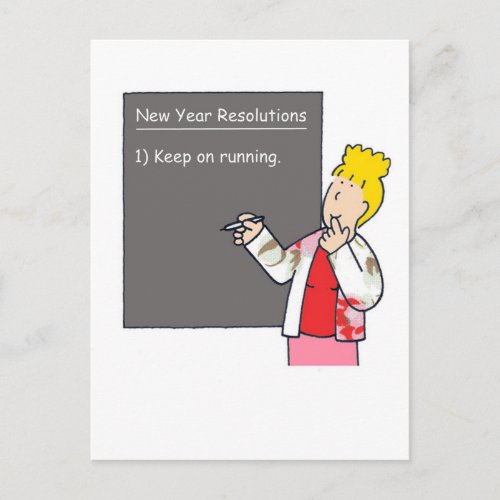 New Year Resolutions Running Humor Holiday Postcard