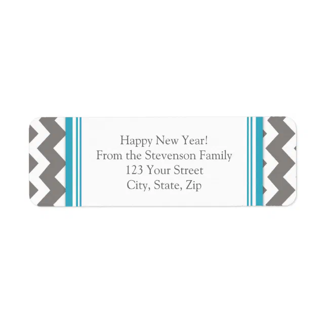 New Year Return Address Labels Grey Chevron | Zazzle
