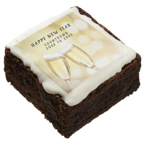 New Yearâs Eve  Day Toast Celebration Party Brownie