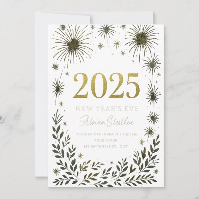 New Year’s Eve Invitation – Luxury Black & Gold De (Front)