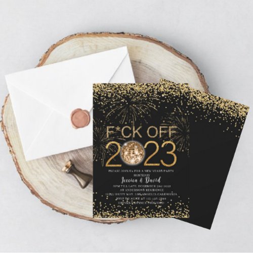 New Years Eve Party 2024 Gold and BlackInvitation Invitation