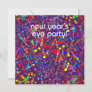 New Year’s Eve Party, Action Painting Art Invitation