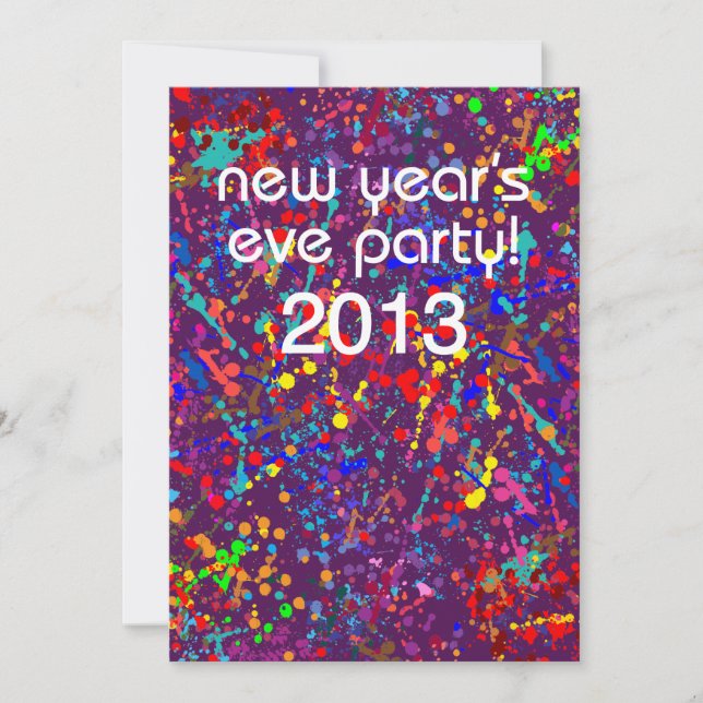 New Year’s Eve Party, Action Painting  Art Invitation (Front)
