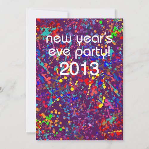 New Years Eve Party Action Painting  Art Invitation