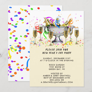 New Year’s Eve Party Confetti & Spirits, ZRP Invitation