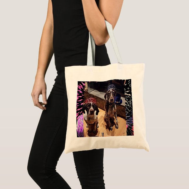 New Year’s Eve Party Dogs Fireworks Budget Tote Bag (Front (Product))