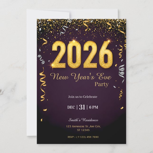 New Year’s Eve Party Invitation | NYE Celebration  (Front)
