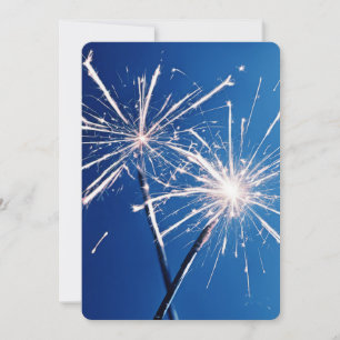 New Year"s Eve Party Sparklers On Blue Invitation