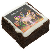 New Year’s Eve Party Spirits Black Background Brownie (Angled)