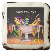 New Year’s Eve Party Spirits Black Background Brownie (Front)