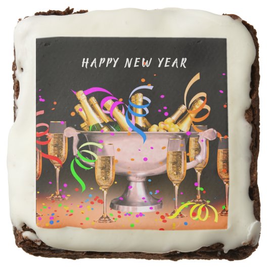 New Year’s Eve Party Spirits Black Background Brownie (Front)