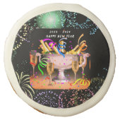 New Year’s Eve Party Spirits Black Background Sugar Cookie (Front)