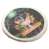 New Year’s Eve Party Spirits Black Background Sugar Cookie (Angled)