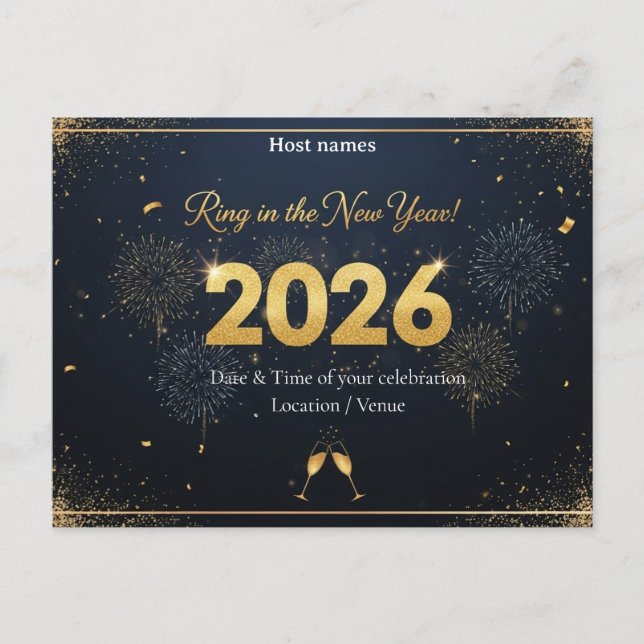 New Year’s Eve Postcard Invitation – 2026 (Front)