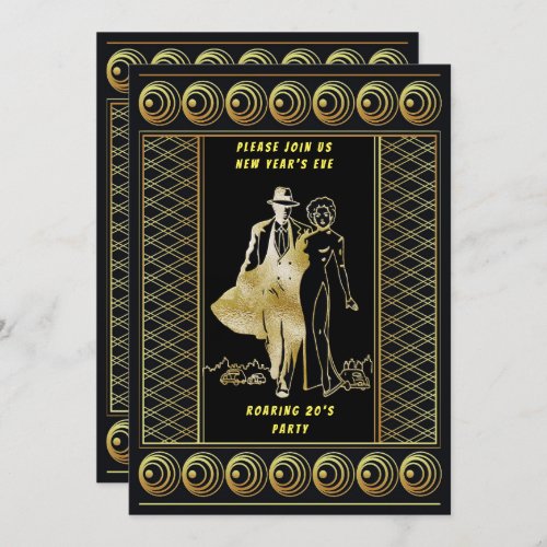 New Years Eve Roaring 20s Couple Party ZRP Invitation