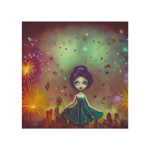 New Yearâs Party Dress Doll Wood Wall Art