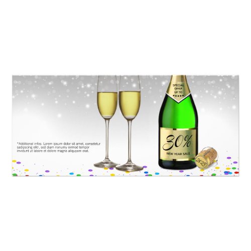 New Year Sale 2023 Sparkling Wine Bottle Discount Rack Card