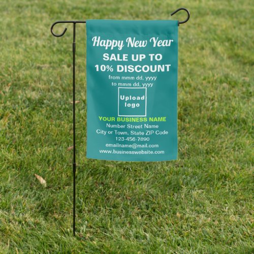 New Year Sale on Single_Sided Print Teal Green Garden Flag