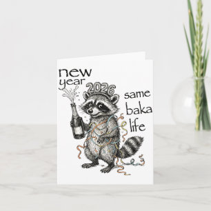 New Year Same Baka Life Funny Raccoon New Year's E Card
