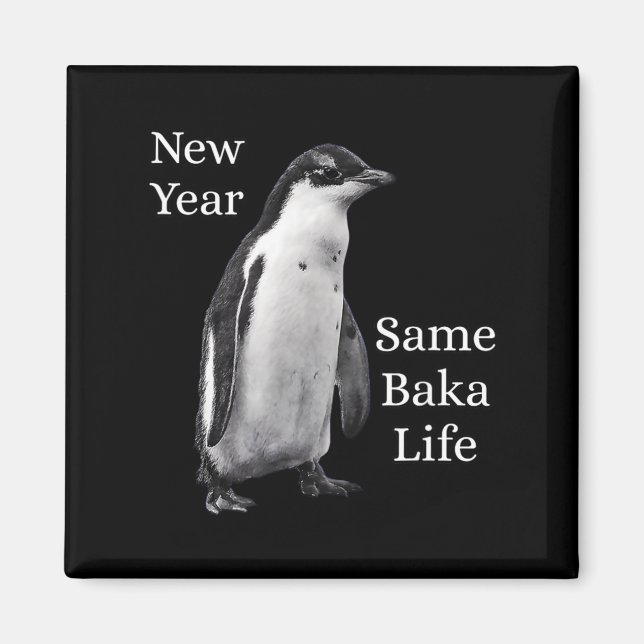 New Year Same Baka Life Penguin Joke  Magnet (Front)