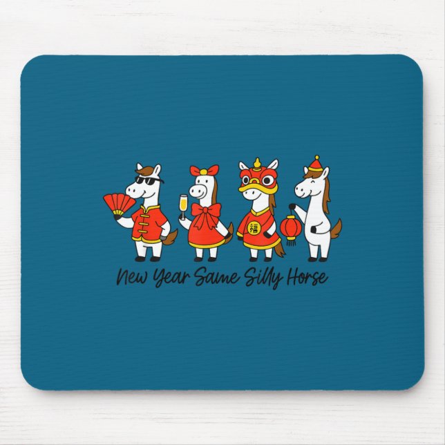 New Year Same Silly Horse Funny Chinese Lunar New  Mouse Pad (Front)