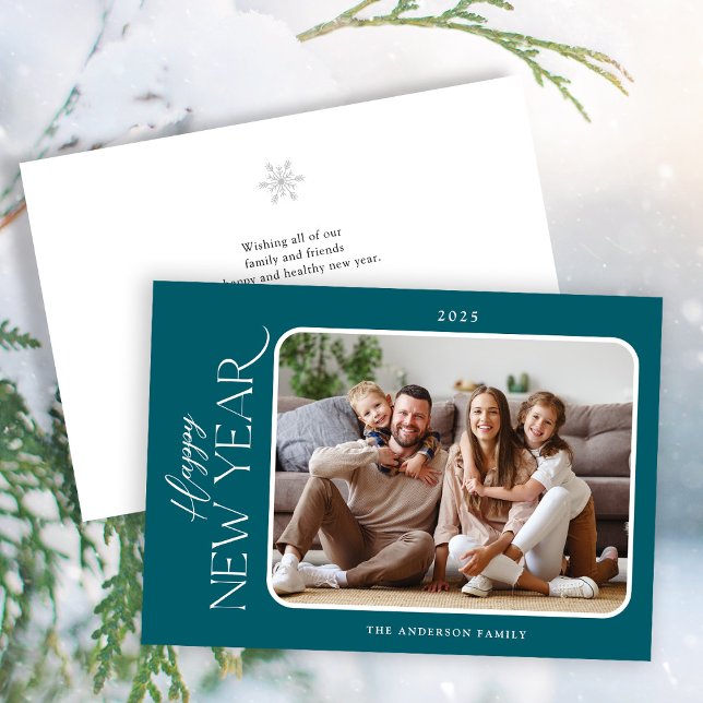 New Year Simple Elegance Photo Holiday Card (Creator Uploaded)