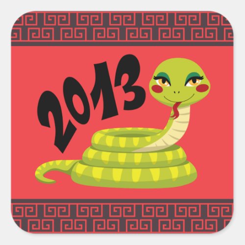 New Year Snake Square Sticker