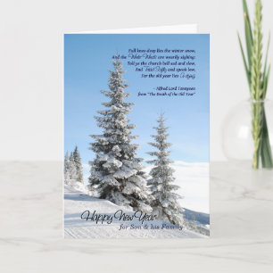 New Year Snow Conifers Son & Family Tennyson Poem Holiday Card
