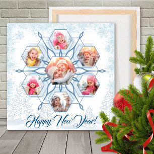  New Year Snowflake Photo Collage Classic Foam Board