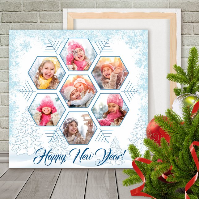 New Year Snowflake Photo Collage Delicate Foam Board (Creator Uploaded)