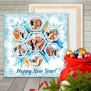  New Year Snowflake Photo Collage Stylish Foam Board