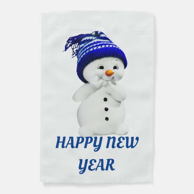  New Year Snowman Weatherproof  Garden Flag (Front)