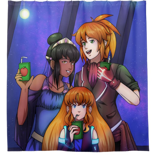 New Year Space Celebration Shower Curtain (Front)