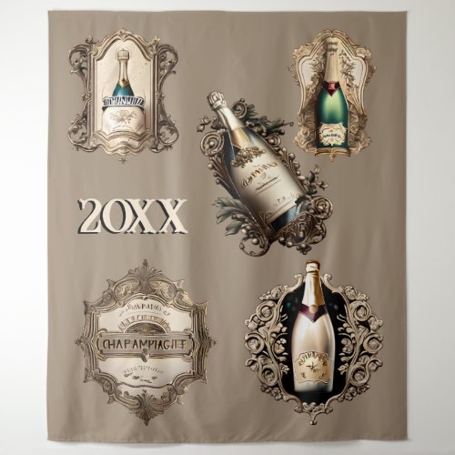 New year sparkling wine beige formal elegant year tapestry