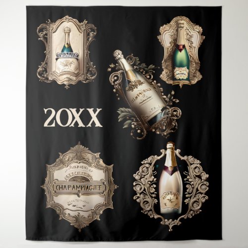 New year sparkling wine bubbly formal elegant year tapestry