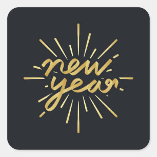 New Year Square Sticker