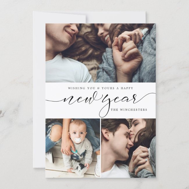 New Year Three Photo Collage New Year Card