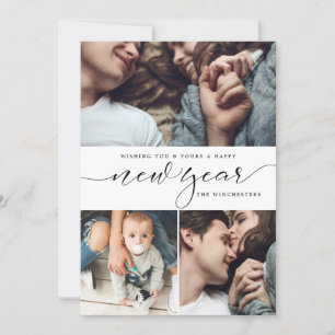 New Year Three Photo Collage New Year Card