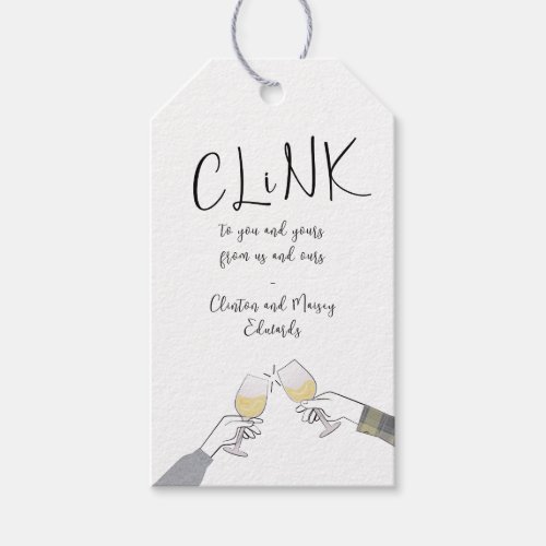 New Year Toast “Clink” Wine Glass Cheers Gift Tags