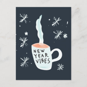 New Year Vibes smoking mug Holiday Postcard