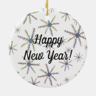 New Year Watercolor Snowflakes Ornament