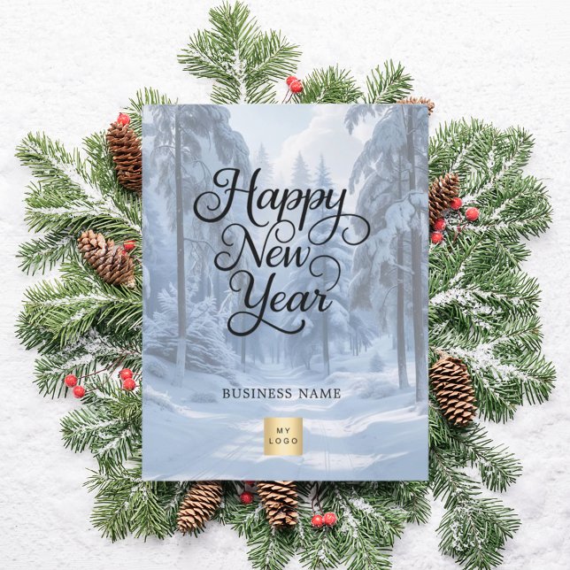New Year winter wonderland business logo Holiday Postcard (Creator Uploaded)