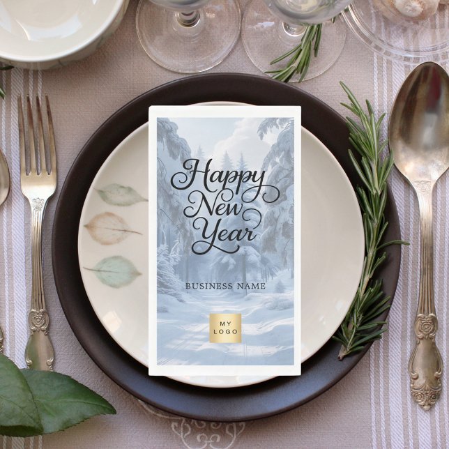 New Year winter wonderland business logo Paper Guest Towels (Creator Uploaded)