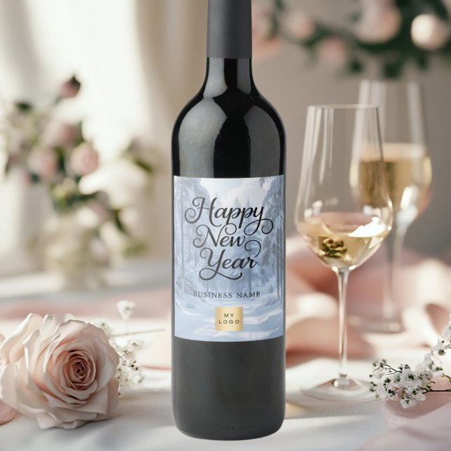 New Year winter wonderland business logo Wine Label (Creator Uploaded)