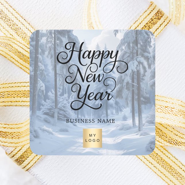 New Year winter wonderland snow business logo Square Sticker (Creator Uploaded)