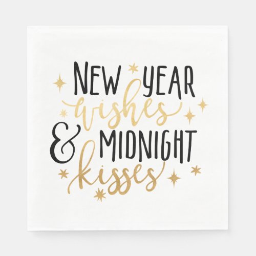 New Year Wishes and Midnight Kisses  Napkins