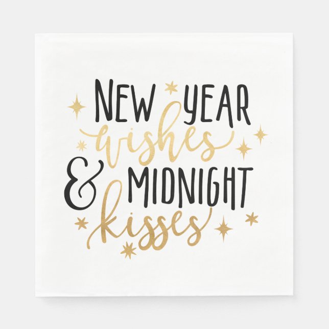 New Year Wishes and Midnight Kisses  Napkins (Front)